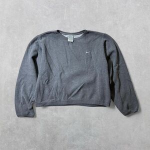 Y2K Nike Women's Small Grey Oversized Crewneck Sweatshirt